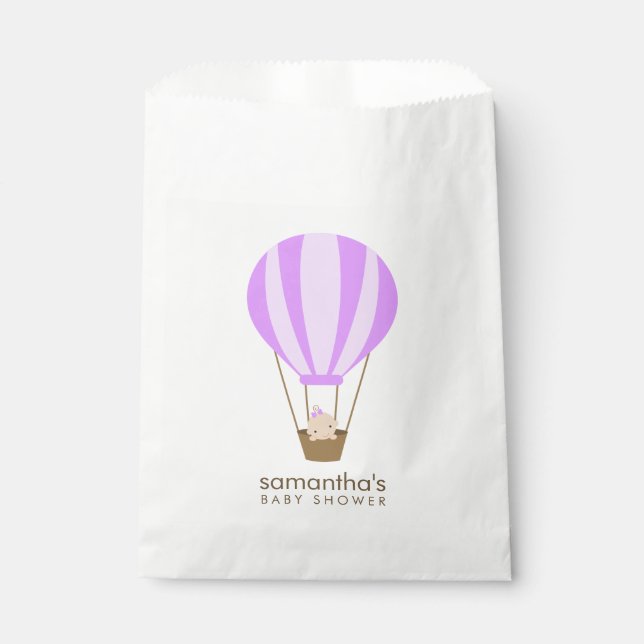 Baby in Purple Balloon Baby Shower Favor Bag (Front)