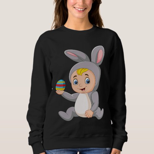 Baby in rabbit costume sweatshirt