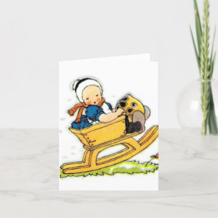 Baby in Rocker Vintage Letterpress Thank You Card