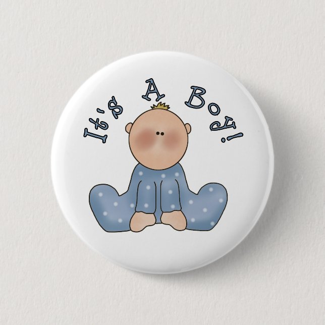 Baby in Sleeper It's a Boy Pinback Button (Front)