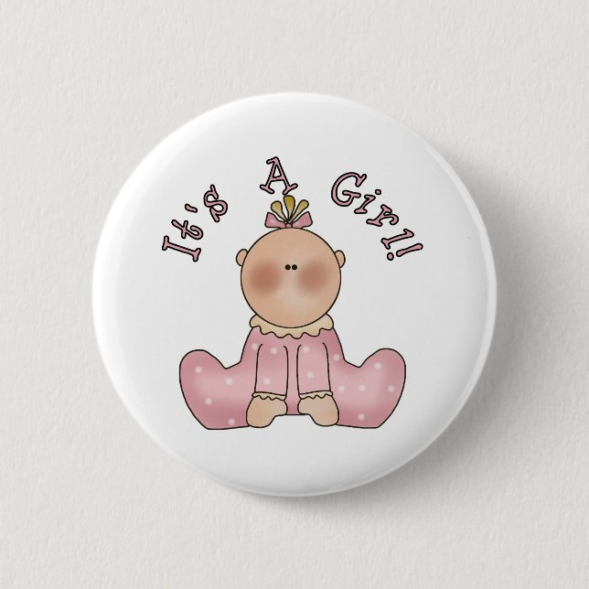 Baby in Sleeper It's a Girl Pinback Button (Front)