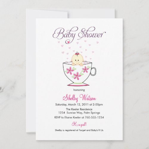 Baby in Tea Cup Baby Shower Invitations