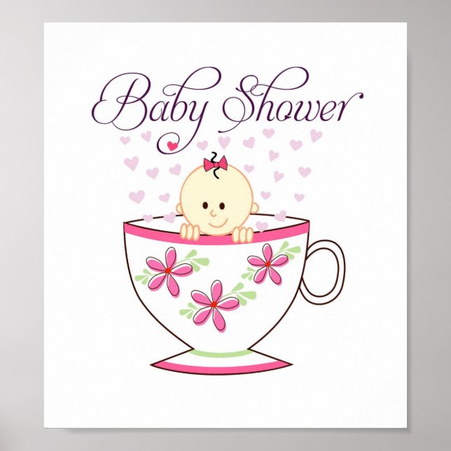 Baby in Tea Cup Door Sign (8.5x9.5 inches) (Front)