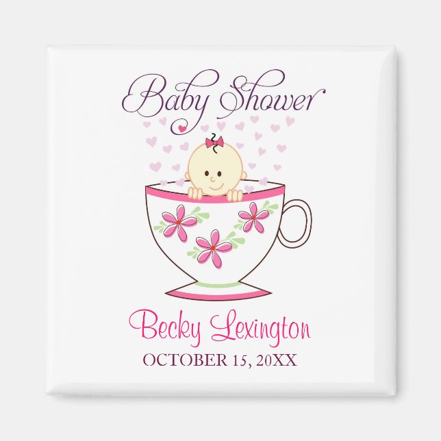 Baby in Tea Cup, Magnet Favors (Front)
