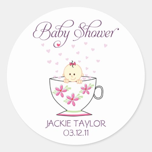Baby in Tea Cup Stickers  Toppers