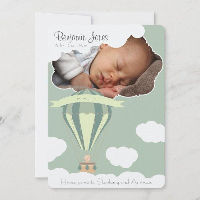 Baby in the sky birth announcement (Front)