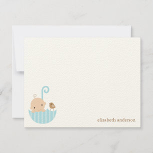Baby in Umbrella Baby Shower Flat Thank You Cards