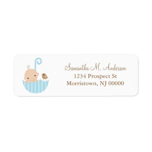 Baby in Umbrella Return Address Labels (Front)