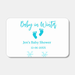 Baby in Winter baby shower blue baby feet snowflak Matchboxes