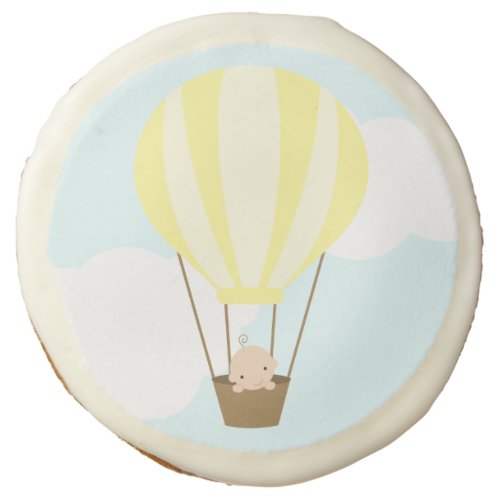 Baby in Yellow Hot Air Balloon Baby Shower Sugar Cookie