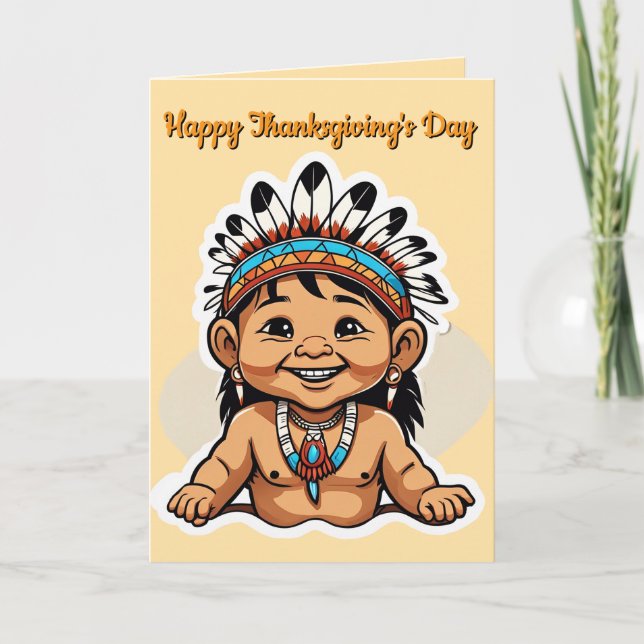 Baby Indian Thanksgiving Greeting Card (Front)