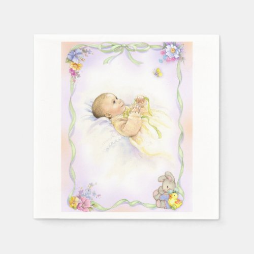 Baby infant baptism christening design paper napkins