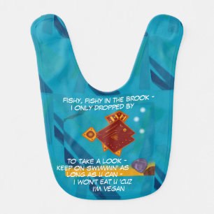 Baby Infant Fishy In Brook Poem & I Heart Veganism Bib