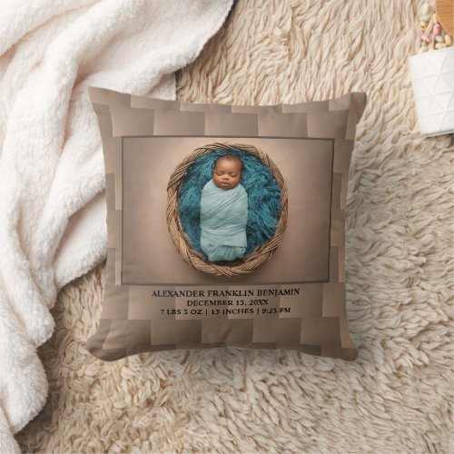 Baby Infant Newborn Photo Personalize Throw Pillow