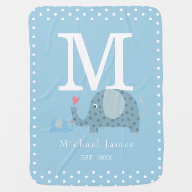 Baby Initial Monogram Baby Blanket (Front)