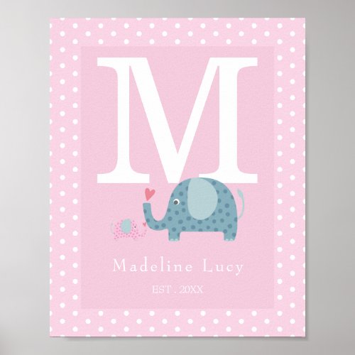 Baby Initial Monogram Nursery Poster