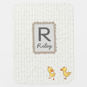 Baby Initial Name Blanket Neutral Cute Ducks