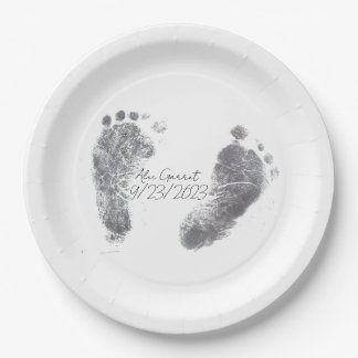 Baby Ink Foot prints Paper Plates