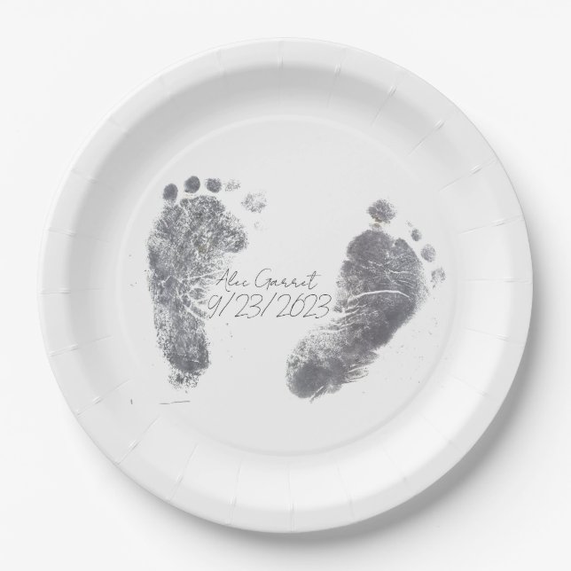 Baby Ink Foot prints Paper Plates (Front)