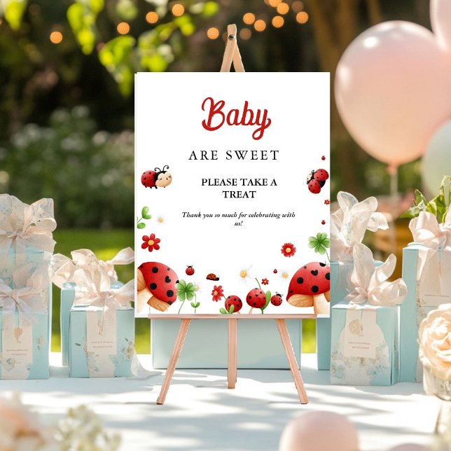 Baby insect lady bug girl baby shower Favor sign (Creator Uploaded)