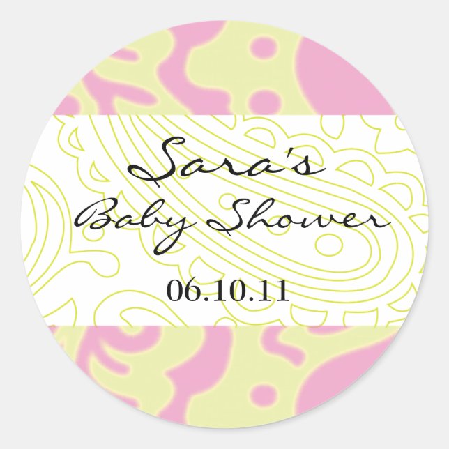 Baby Invitation or Favor Sticker - Fun Fabric (Front)