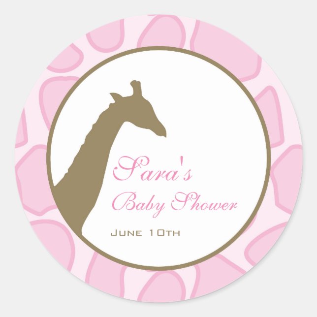 Baby Invitation or Favor Sticker - Pink (Front)