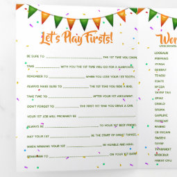 Baby Irish first 1st birthday party games Tri-Fold Invitation | Zazzle