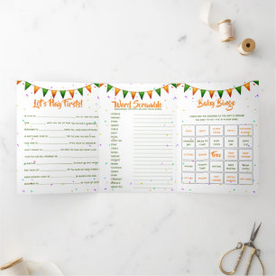 Baby Irish first 1st birthday party games Tri-Fold Invitation