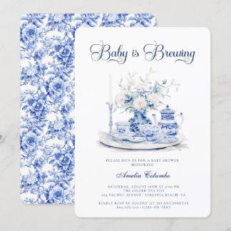 Baby is Bewing Chinnosserie Baby Shower Tea Party Invitation