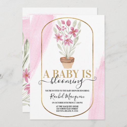 Baby Is Blooming Floral Watercolor Baby Shower Invitation