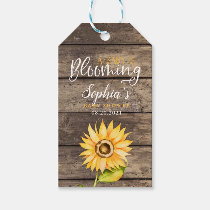 Baby Is Blooming Sunflower Baby Shower Favor Gift Tags Zazzle Com
