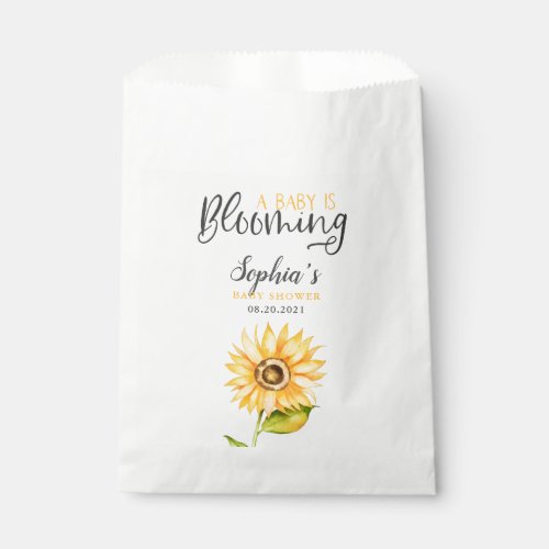 Baby Is Blooming Sunflower Shower Favor Bag
