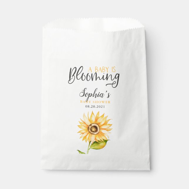 Baby Is Blooming Sunflower Shower Favor Bag (Front)