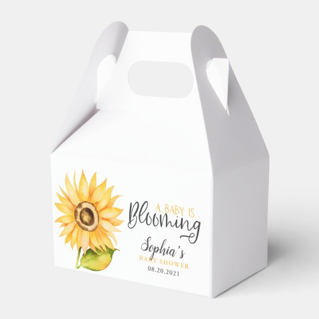 Baby Is Blooming Sunflower Shower Favor Boxes (Front Side)