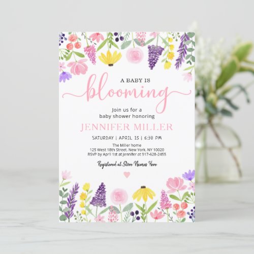Baby Is Blooming Wildflower Baby Shower Invitation