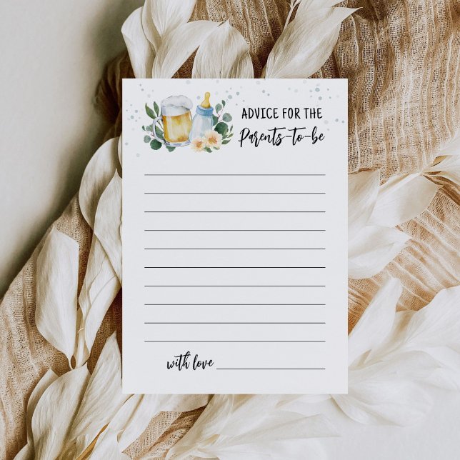 Baby Is Brewing Advice for parents to be Card (Beer and Floral Baby is Brewing Baby Shower Advice for the Parents Card)