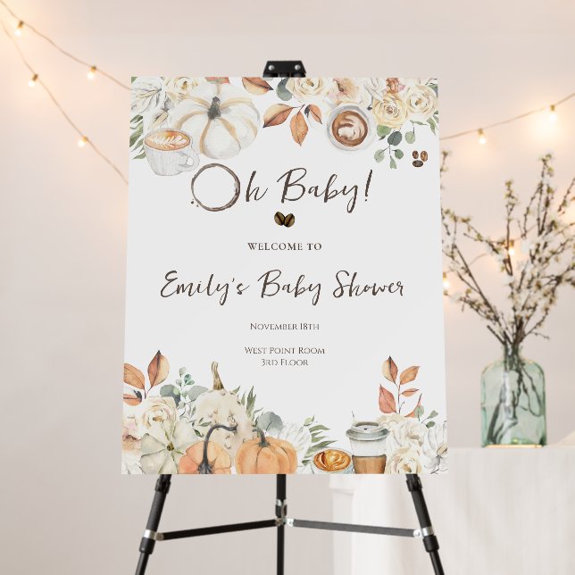 Baby is Brewing | Autumn Coffee Baby Shower Foam Board (In Situ (Stand))