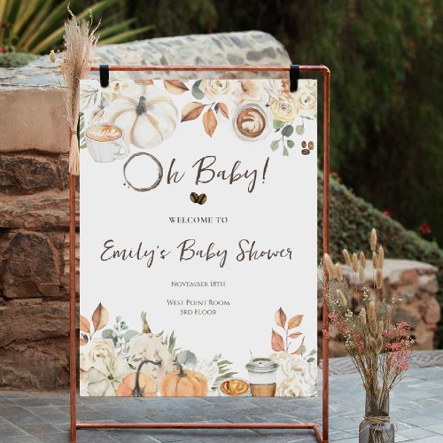 Baby is Brewing  Autumn Coffee Baby Shower Poster