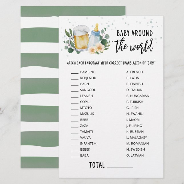 Baby Is Brewing Baby Around The World Game (Front/Back)