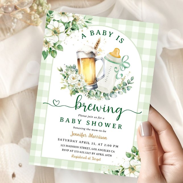 Baby is Brewing Baby Shower Beer Gender Neutral Invitation (Creator Uploaded)