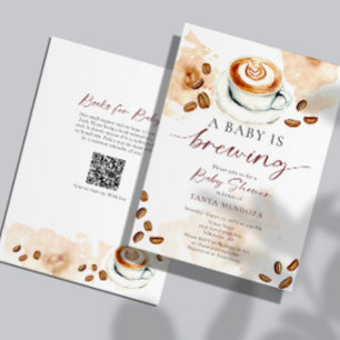 Baby is Brewing Baby Shower Book Request QR Code Invitation