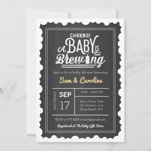 Baby is Brewing Baby Shower Bubbles on Chalkboard Invitation