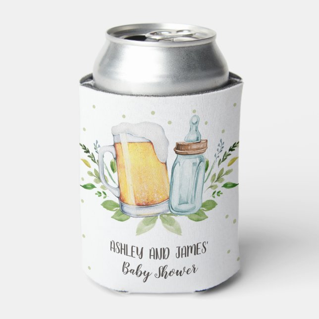 Baby is Brewing Baby Shower Cheers Beer Bottle Can Cooler (Can Front)