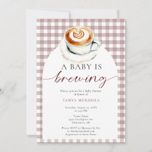 Baby is Brewing Baby Shower Coffee Gingham Invitation