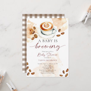 Baby is Brewing Baby Shower Coffee Watercolor Invitation