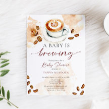 Baby is Brewing Baby Shower Coffee Watercolor