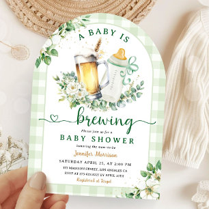 Baby is Brewing Baby Shower Gender Neutral Arched Invitation