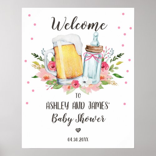Baby is Brewing Baby Shower Girl Beer Welcome Sign