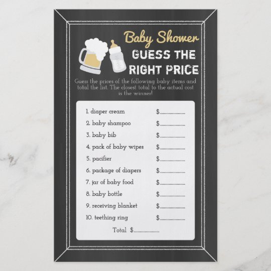 Baby Is Brewing Baby Shower Guess Right Price Game Flyer Zazzle Com