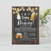 Baby Is Brewing Baby Shower Invitation Beer (Standing Front)